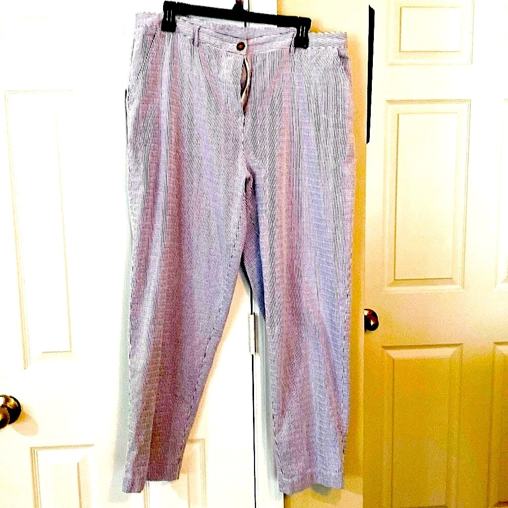 Poetry Blue & White Searsucker pants. 100% cotton in EUC. Great brand. Size 12. - Picture 6 of 15